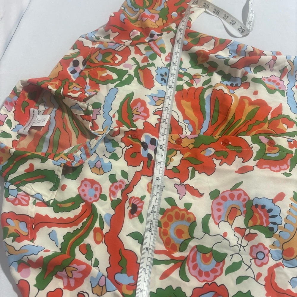 cupcakes & cashmere Multicolor Floral Paisley Tie Front Cropped Blouse Size : XS - Picture 14 of 16